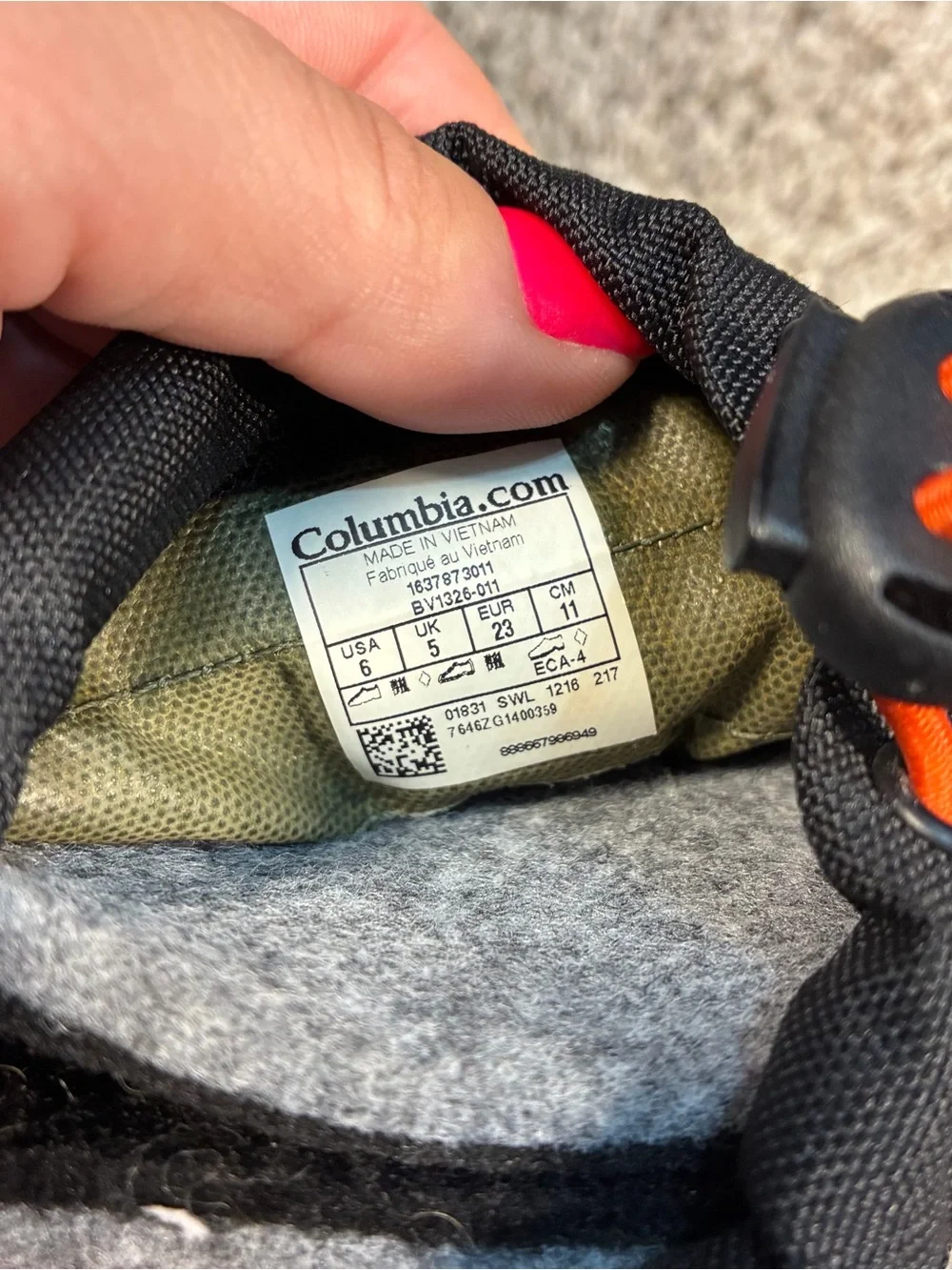 Columbia Kids Olive Green, Black & Orange Snow Boots